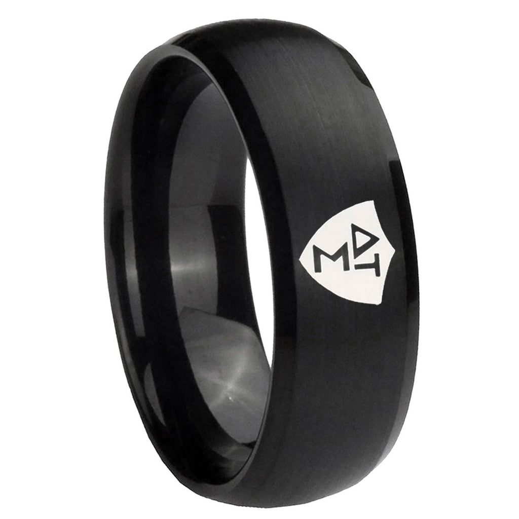 10mm Greek CTR Dome Brush Black Tungsten Carbide Men's Wedding Ring