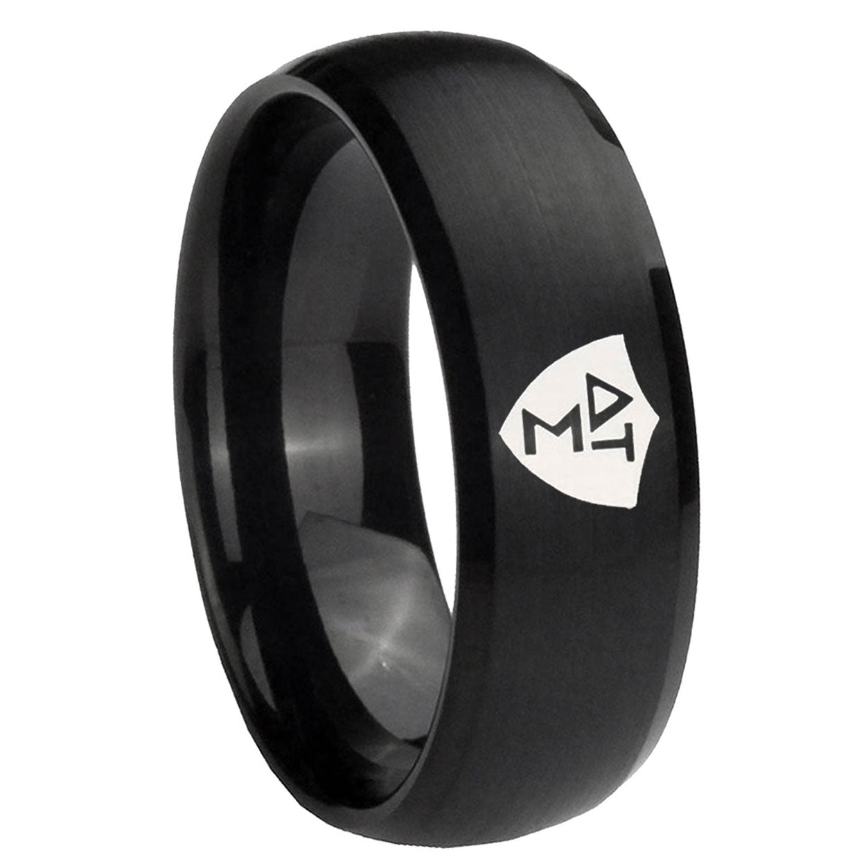 10mm Greek CTR Dome Brush Black Tungsten Carbide Men's Wedding Ring