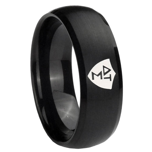 10mm Greek CTR Dome Brush Black Tungsten Carbide Men's Wedding Ring