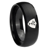 8mm Greek CTR Dome Brush Black Tungsten Carbide Rings for Men