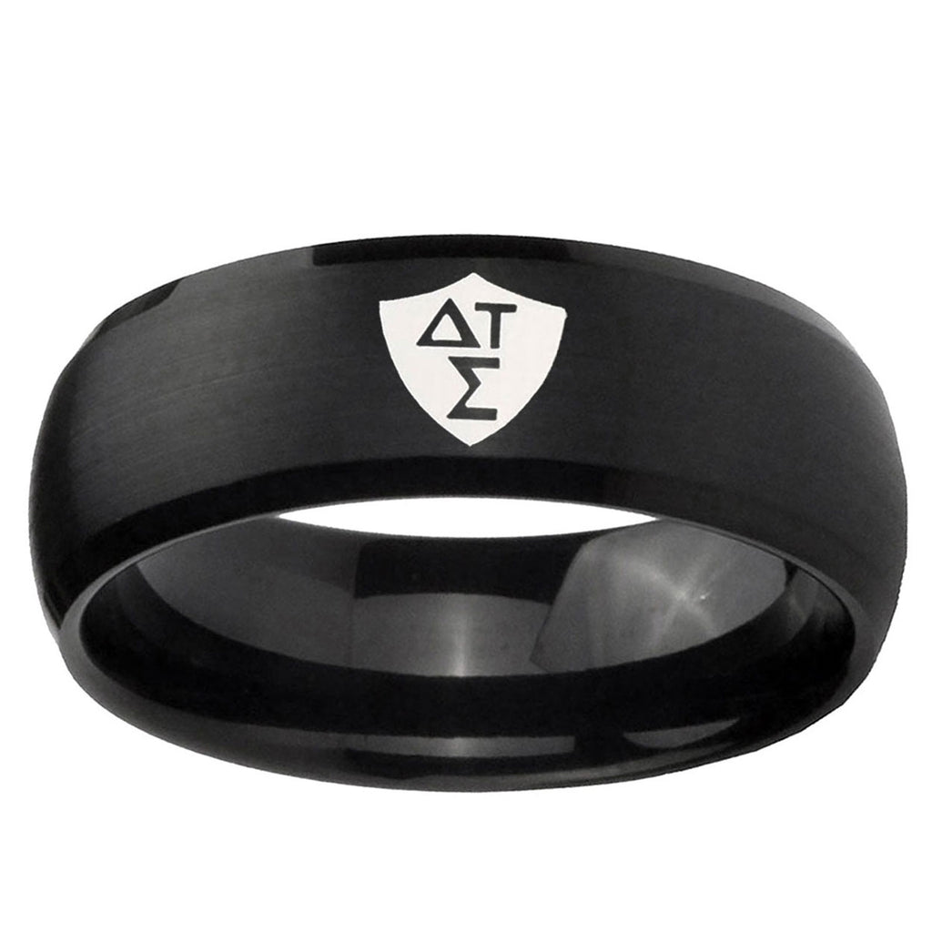 10mm Greek CTR Dome Brush Black Tungsten Ring