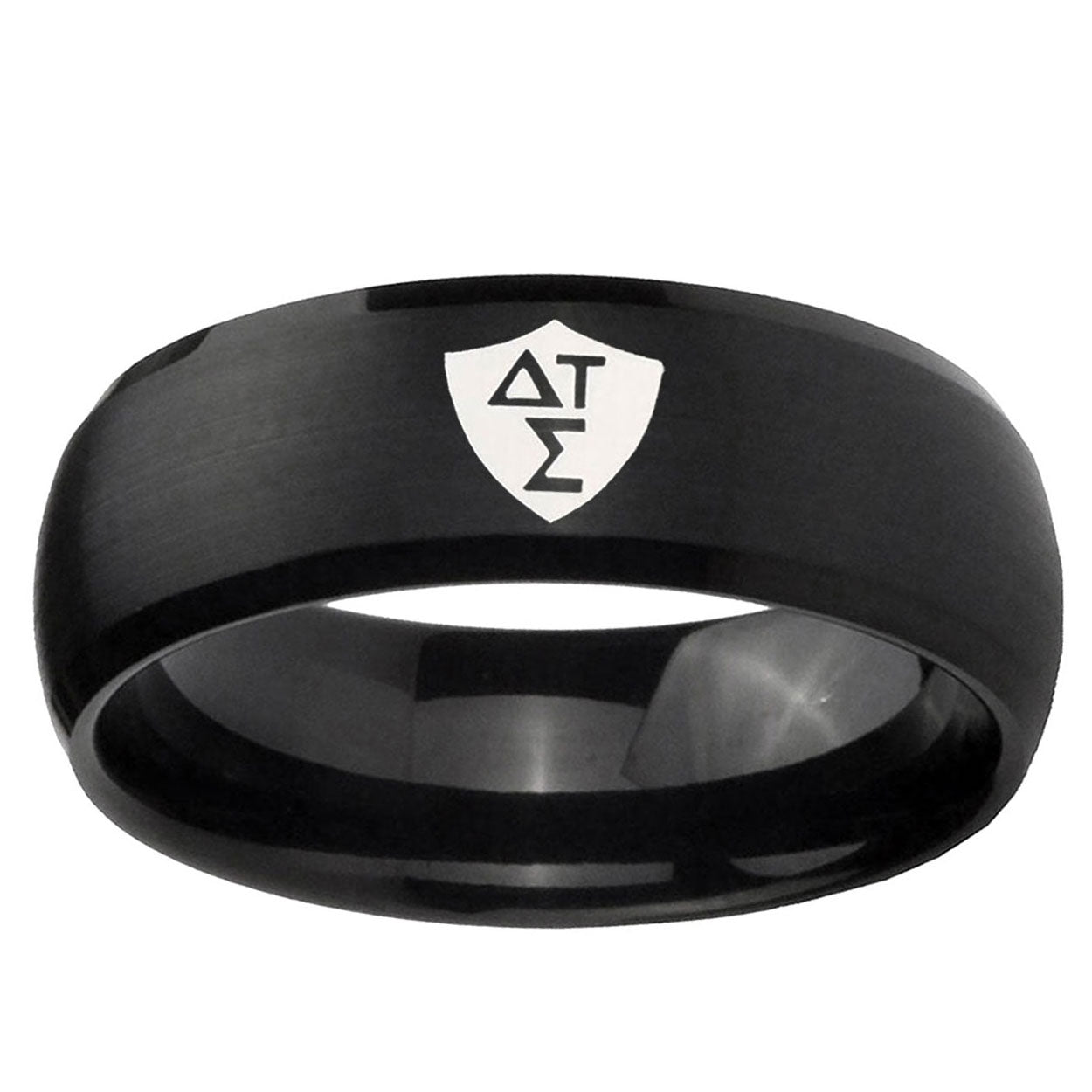 10mm Greek CTR Dome Brush Black Tungsten Ring