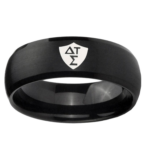 10mm Greek CTR Dome Brush Black Tungsten Ring