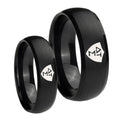Greek CTR Dome Brush Black Tungsten Bridal Band Set