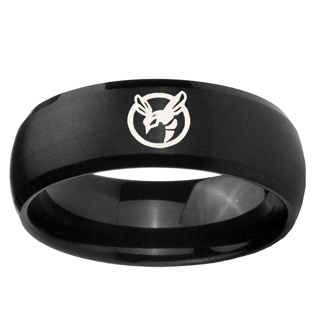 10mm Honey Bee Dome Brush Black Tungsten Ring