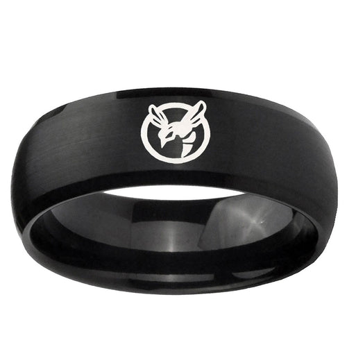 10mm Honey Bee Dome Brush Black Tungsten Ring