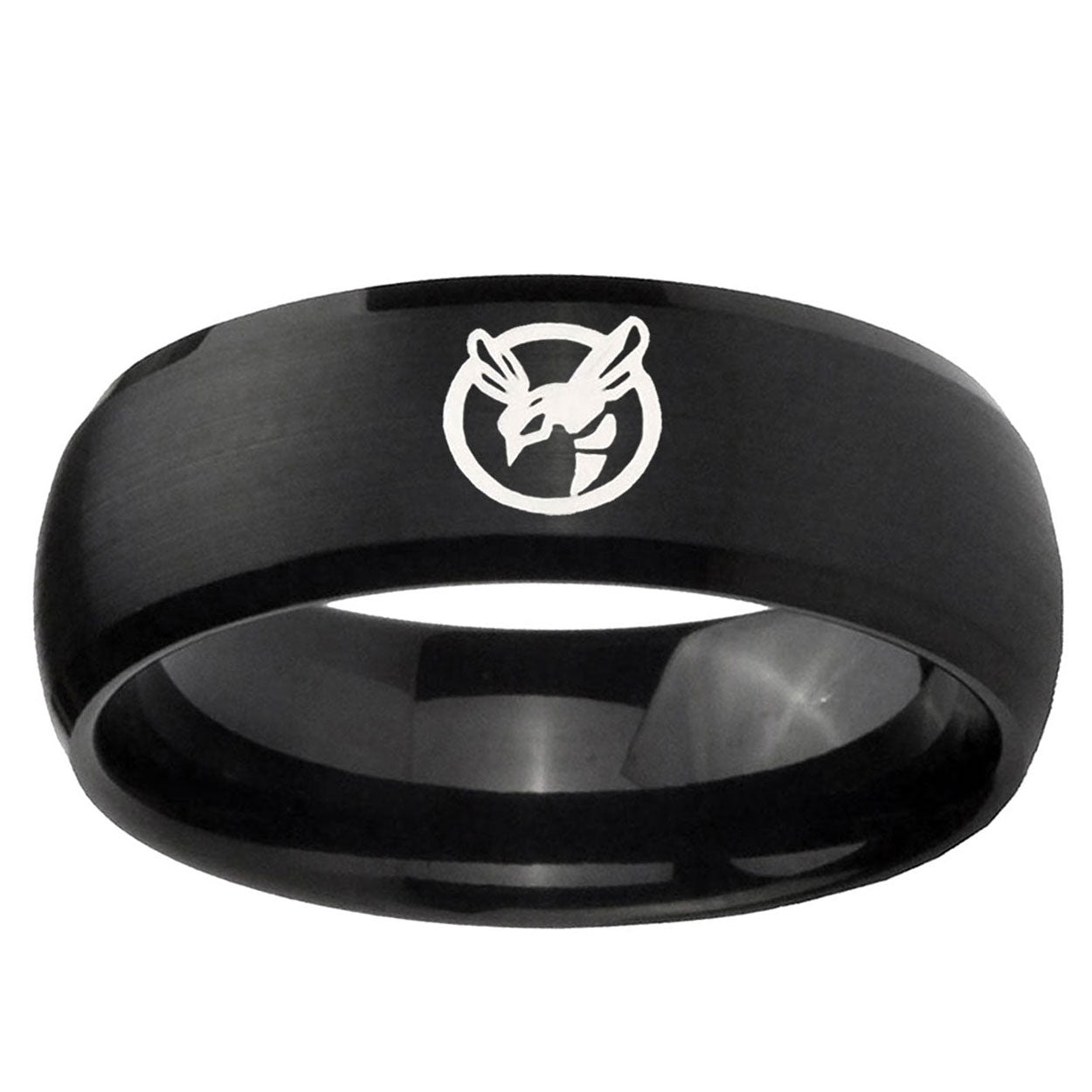 5MMHoney Bee Dome Brush Black Tungsten Wedding Band Mens