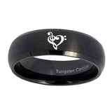 10mm-Music-&-Heart-Dome-Brush-Black-Tungsten-Carbide-Men's-Bands-Ring