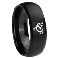 8MM Music & Heart Dome Brush Black Tungsten Custom Mens Ring