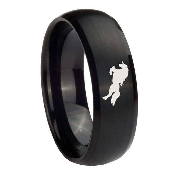 10mm-Horse-Dome-Brush-Black-Tungsten-Carbide-Men's-Promise-Rings