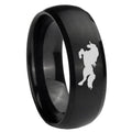 10mm Horse Dome Brush Black Tungsten Carbide Men's Promise Rings