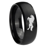 8mm Horse Dome Brush Black Tungsten Carbide Men's Engagement Ring