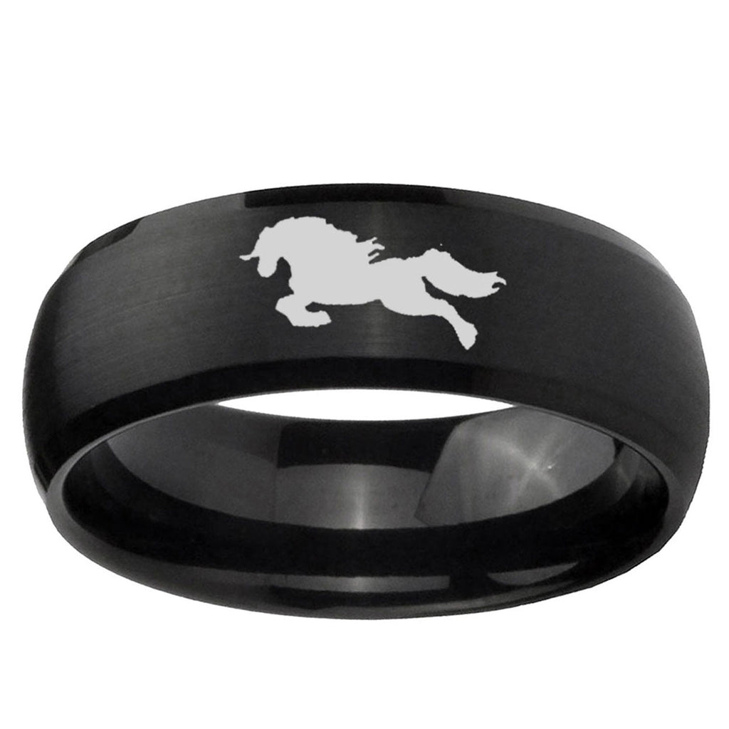 5MMHorse Dome Brush Black Tungsten Men's Engagement Ring