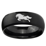 5, 8mm Horse Dome Brush Black Tungsten Ring