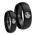Angry Baseball Dome Brush Black Tungsten His And Hers Ring