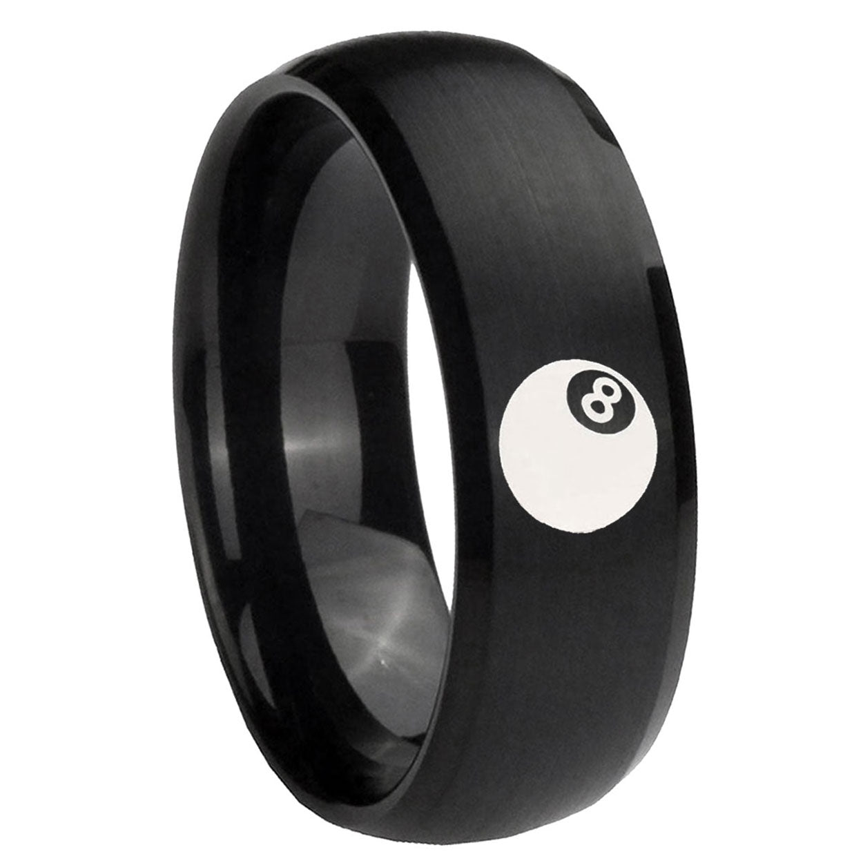 10mm 8 Ball Dome Brush Black Tungsten Carbide Mens Engagement Ring