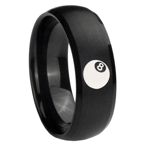 10mm 8 Ball Dome Brush Black Tungsten Carbide Mens Engagement Ring