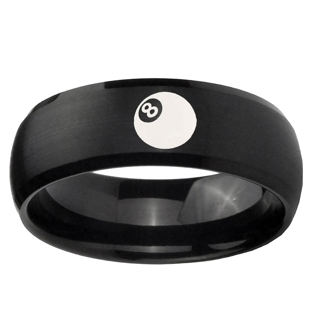 10mm 8 Ball Dome Brush Black Tungsten Carbide Mens Engagement Ring