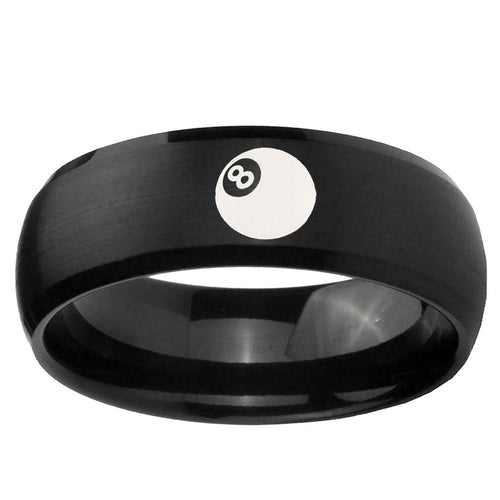 10mm 8 Ball Dome Brush Black Tungsten Carbide Mens Engagement Ring
