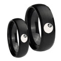 8 Ball Dome Brush Black Tungsten Matching Ring Set