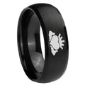 10mm Claddagh Design Dome Brush Black Tungsten Carbide Men's Engagement Ring