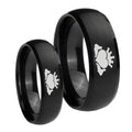 Claddagh Design Dome Brush Black Tungsten Mens Ring Set