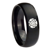 8mm Iron Man Art Reactor Dome Matte Black Mens Wedding Bands Silver