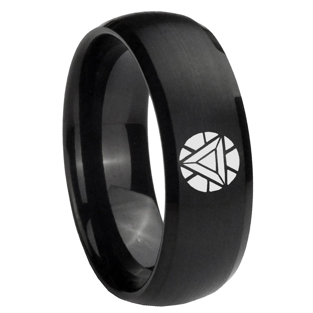 8MM Iron Man Art Reactor Dome Matte Black Bands Silver
