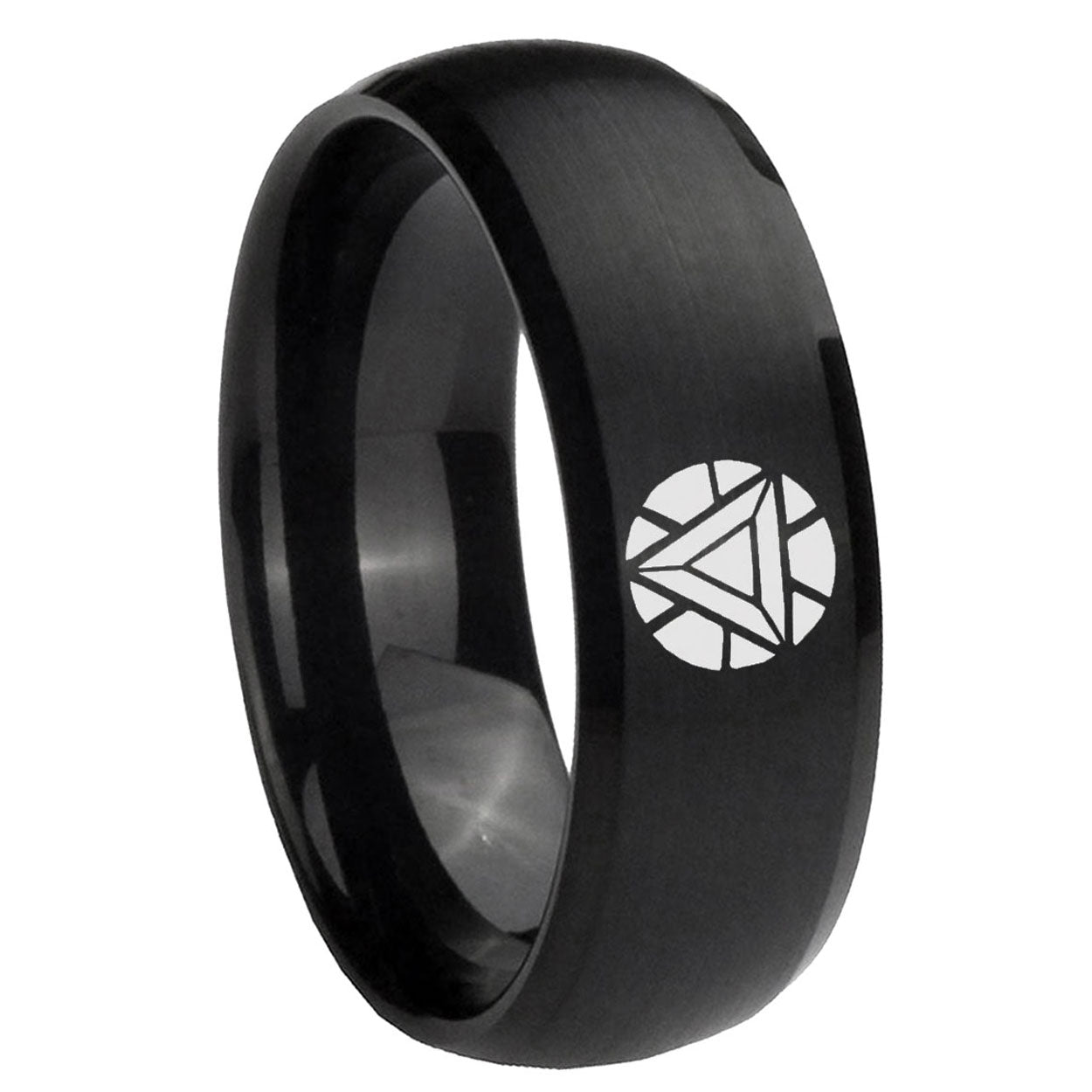 8MM Iron Man Art Reactor Dome Matte Black Bands Silver