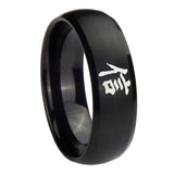 10mm-Kanji-Faith-Dome-Brush-Black-Tungsten-Carbide-Mens-Ring-Engraved