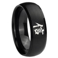 8MM Kanji Faith Dome Brush Black Tungsten Men's Engagement Band