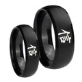 Kanji Faith Dome Brush Black Tungsten Couples Ring Set