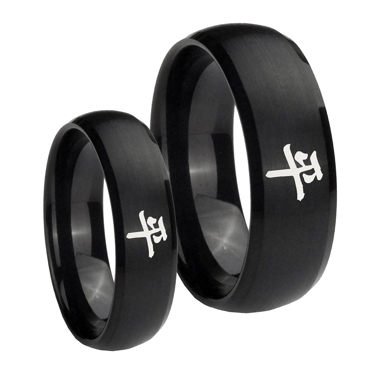 Kanji Peace Dome Brush Black Tungsten His and Hers