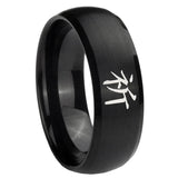 8mm Kanji Prayer Dome Brush Black Tungsten Carbide Wedding Band Ring