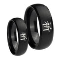 Kanji Prayer Dome Brush Black Tungsten Couple Band Set