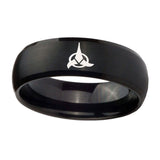10mm-Klingon-Dome-Brush-Black-Tungsten-Carbide-Men's-Wedding-Ring