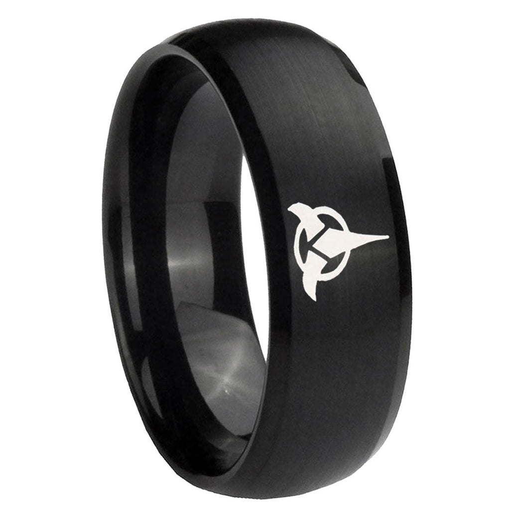 10mm Klingon Dome Brush Black Tungsten Carbide Men's Wedding Ring