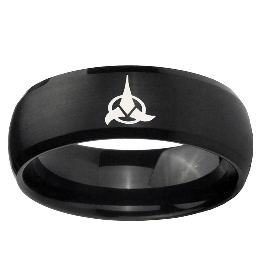 10mm Klingon Dome Brush Black Tungsten Ring