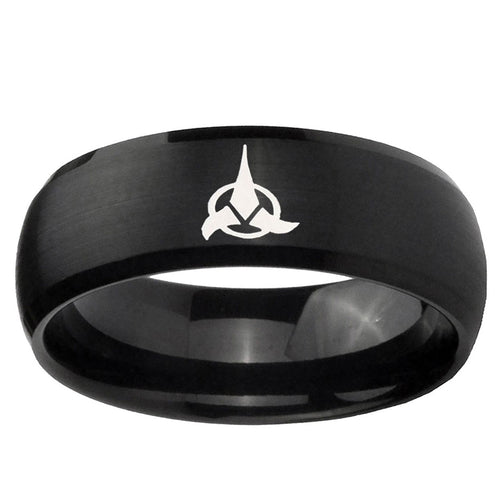 10mm Klingon Dome Brush Black Tungsten Ring