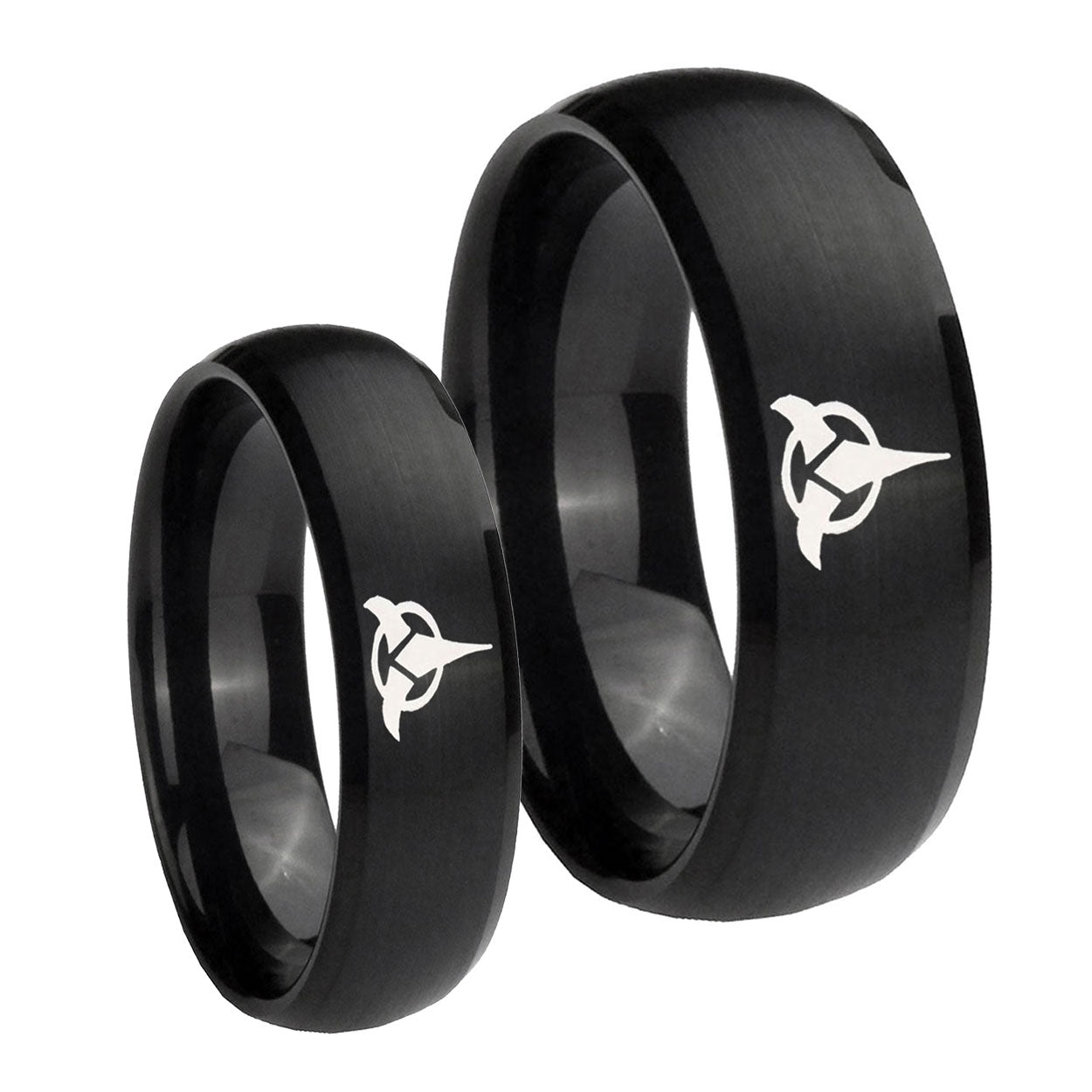 Klingon Dome Brush Black Tungsten His and Hers