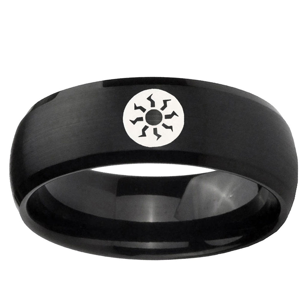 10mm Magic The Gathering Dome Brush Black Tungsten Ring