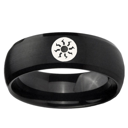 10mm Magic The Gathering Dome Brush Black Tungsten Ring