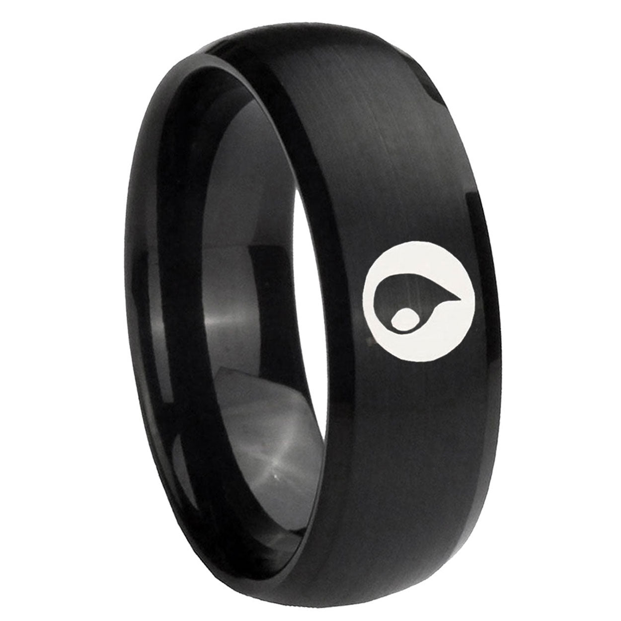 8MM Magic Gathering Dome Brush Black Tungsten Promised Ring