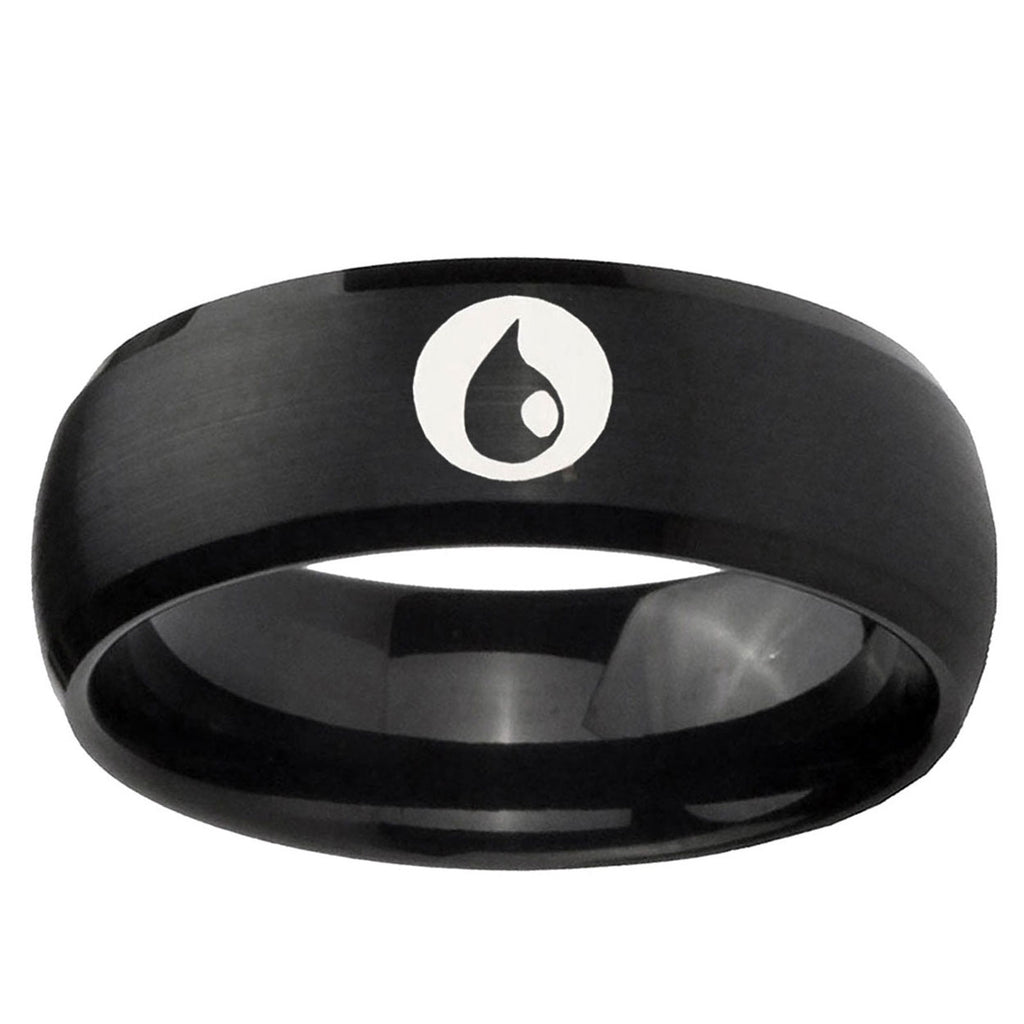 10mm Magic Gathering Dome Brush Black Tungsten Ring