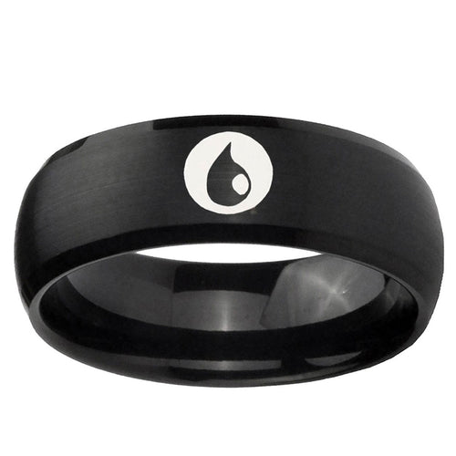 10mm Magic Gathering Dome Brush Black Tungsten Ring