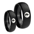 Magic GatheRing Dome Brush Black Tungsten Wedding Band Set