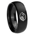 10mm Mario Boo Ghost Dome Brush Black Tungsten Carbide Engraved Ring