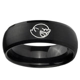 5, 8mm Mario Boo Ghost Dome Brush Black Tungsten Ring