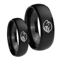 Mario Boo Ghost Dome Brush Black Tungsten Mens Set Rings