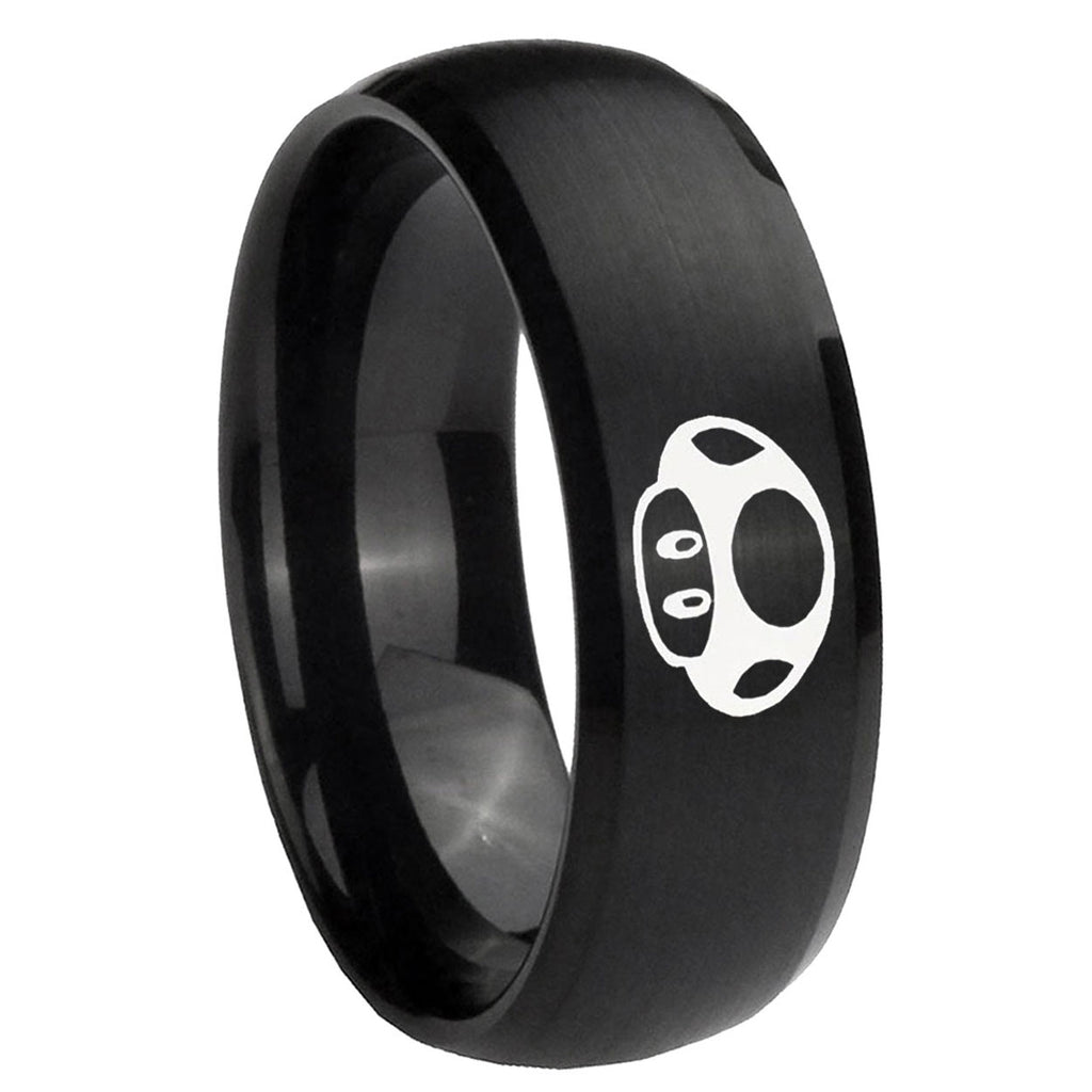 10mm Mario Mushroom Dome Brush Black Tungsten Carbide Rings for Men